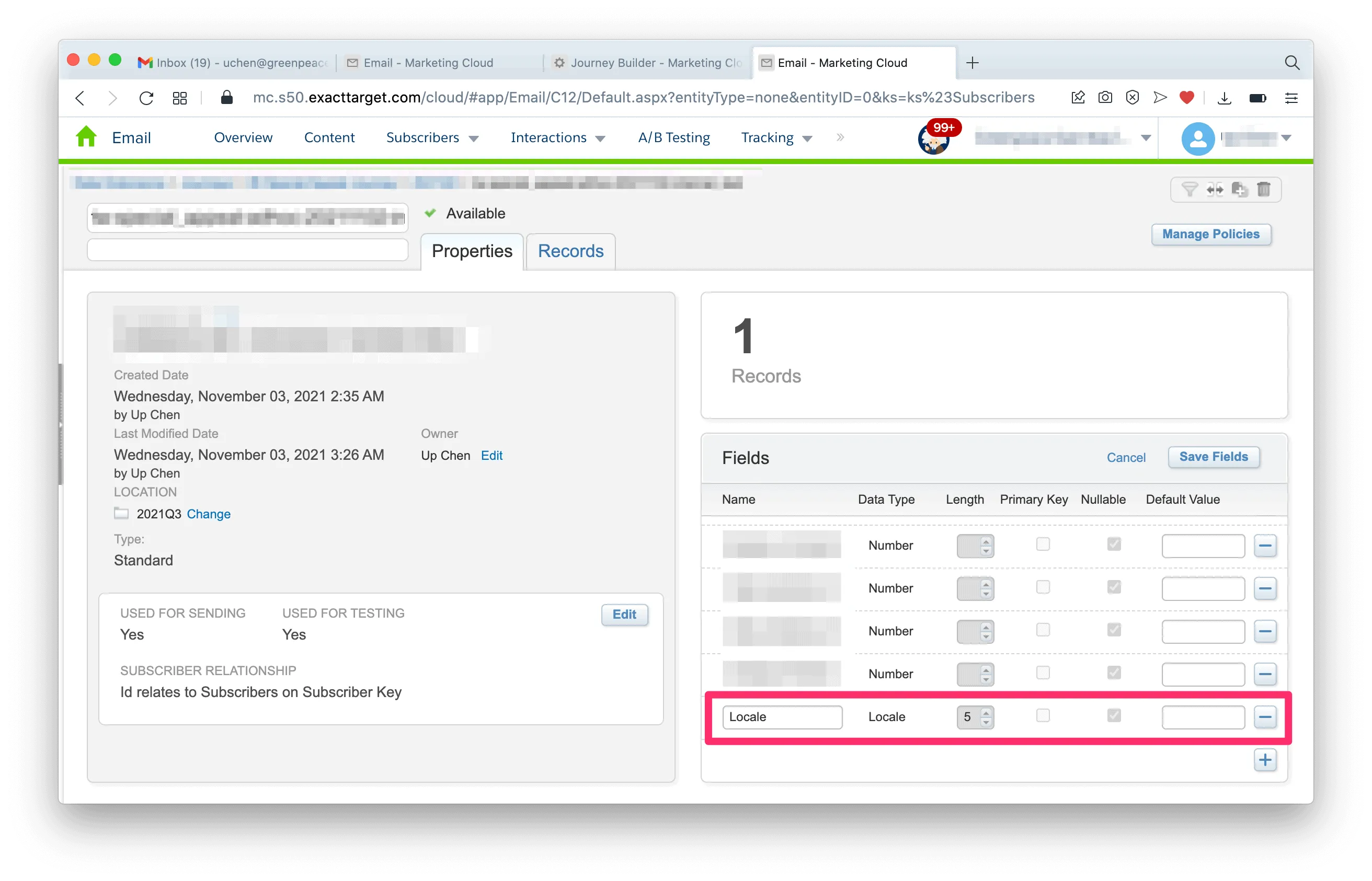 Add Locale Column with type Locale io order to show up in the Subscriber preview page